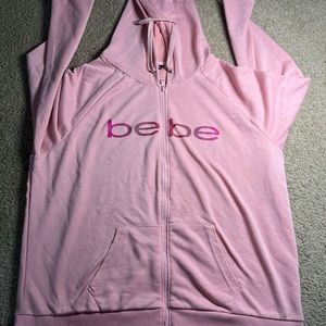 bebe pink oversized zip up hoodie